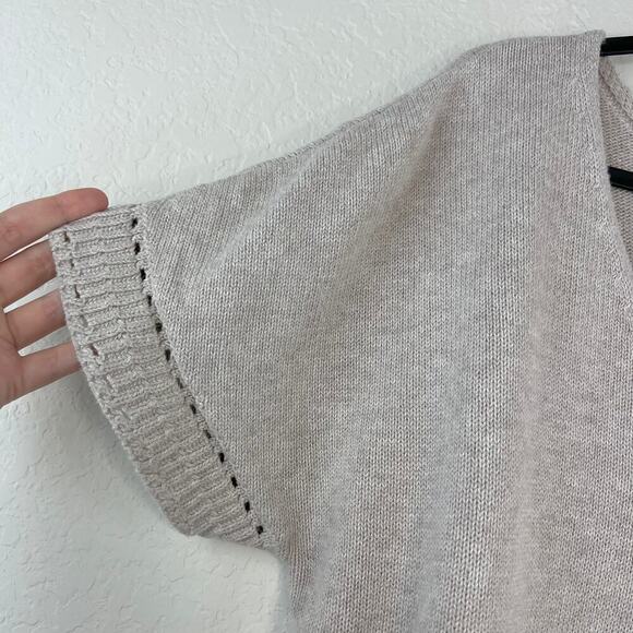 Joie Cream Cotton Short Sleeve V Neck Sweater Small Goblin Corpcore Minimalist - Picture 3 of 5